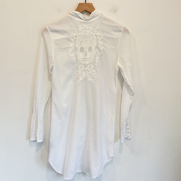 Johnny Was Embroidered Skull Button Up Skirt White Size S - Picture 6 of 7